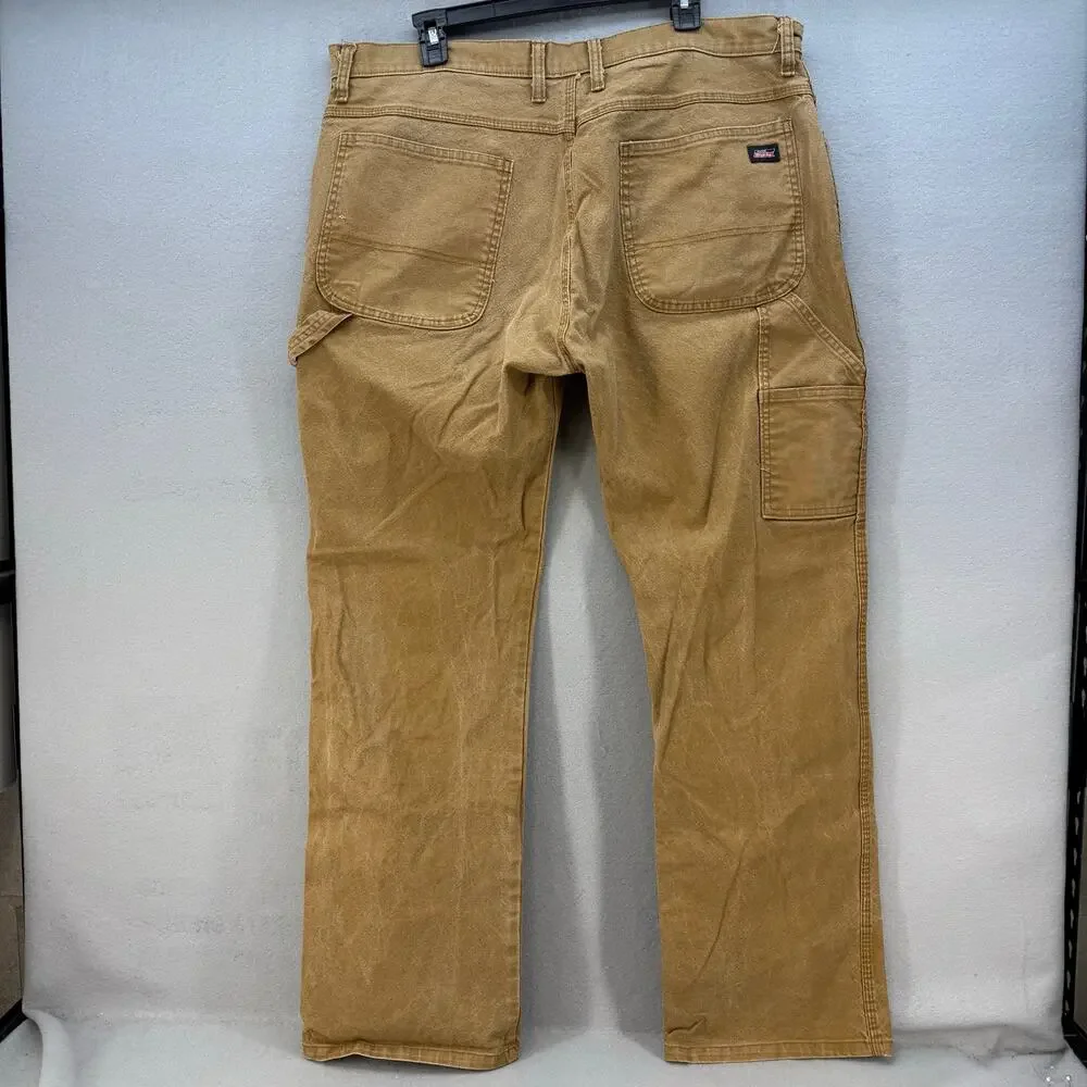 Dickies Work Pants Men's 38x32 Tan Duck Carpenter Straight Leg Work Gear
